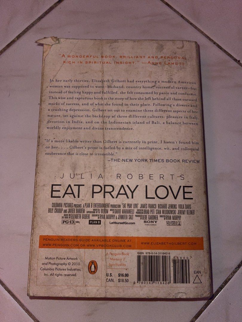 Eat Pray Love by Elizabeth Gilbert (Category: Storybooks) located in Manila. Submitted by radvelarde (Listing ID 1470185025, Image 2). Description: .