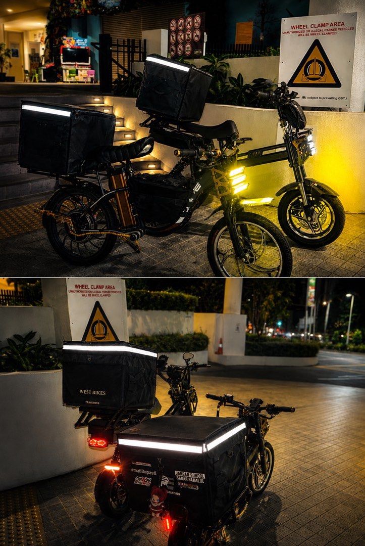 EcoDrive (Category: E-Scooters & E-Bikes) located in Singapore. Submitted by soksokasik (Listing ID 1470200697, Image 3). Description: Keli Controller 1.5k ZL Motor 1k CNC Racing Footrest Zoom 24" Fork Shuriken Rim Controller in Battery Compartment 3 Tier Light ( Yellow Light ) Hydraulic Brake Neatly Wired ( Workshop Done ) Finger Throttle PM if interested. Selling FB. Delivery Bag not included..