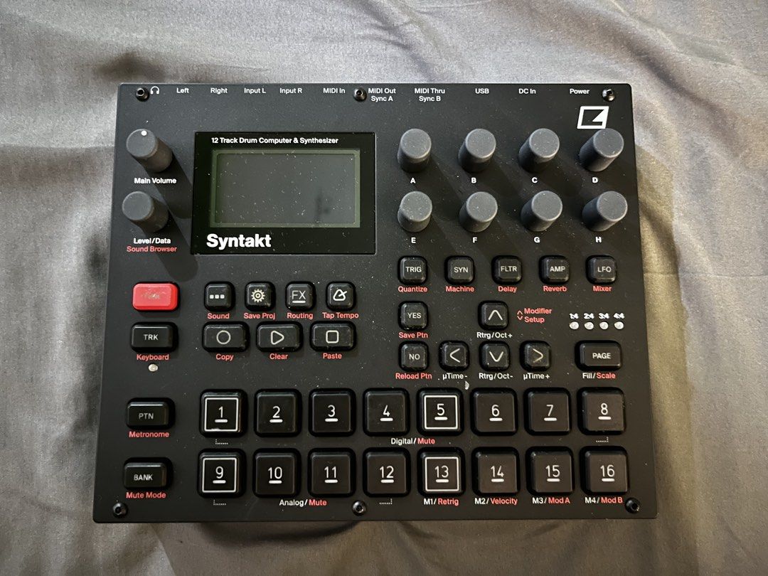 Elektron Syntakt 12 Track Drum Computer & Synthesizer (Category: Musical Instruments) located in Quezon City. Submitted by davesimon.chua (Listing ID 1470239163, Image 1). Description: Elektron Syntakt -Mint condition -Complete with box -Orig PSU -Orig USB cable -BPI / GCash -Grab / Lalamove -willing to meetup anywhere in QC.