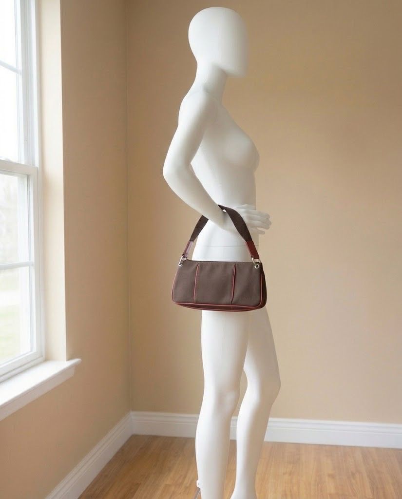 ESPRIT BROWN RED KILI BAG (Category: Tote Bags) located in Marikina City. Submitted by minimalistmanila (Listing ID 1470214591, Image 1). Description: Esprit brown bag. Bought in Esprit LA, USA. Kili bag, semi medium size. Unique style. Red accent made from leather and brown is polyester like. Never used. Order now! #espritbag.