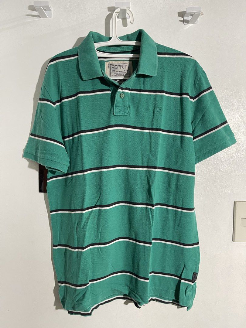 Esprit Green Striped Polo Shirt (Category: Tshirts & Polo Shirts ) located in Manila. Submitted by ratedseeker (Listing ID 1470264051, Image 1). Description: Esprit Green Striped Polo Shirt Size M (can fit Large) Authentic/legit Used but well taken care of Can do meetups (DLSU Taft area)/shipping (buyer shoulders sf) .