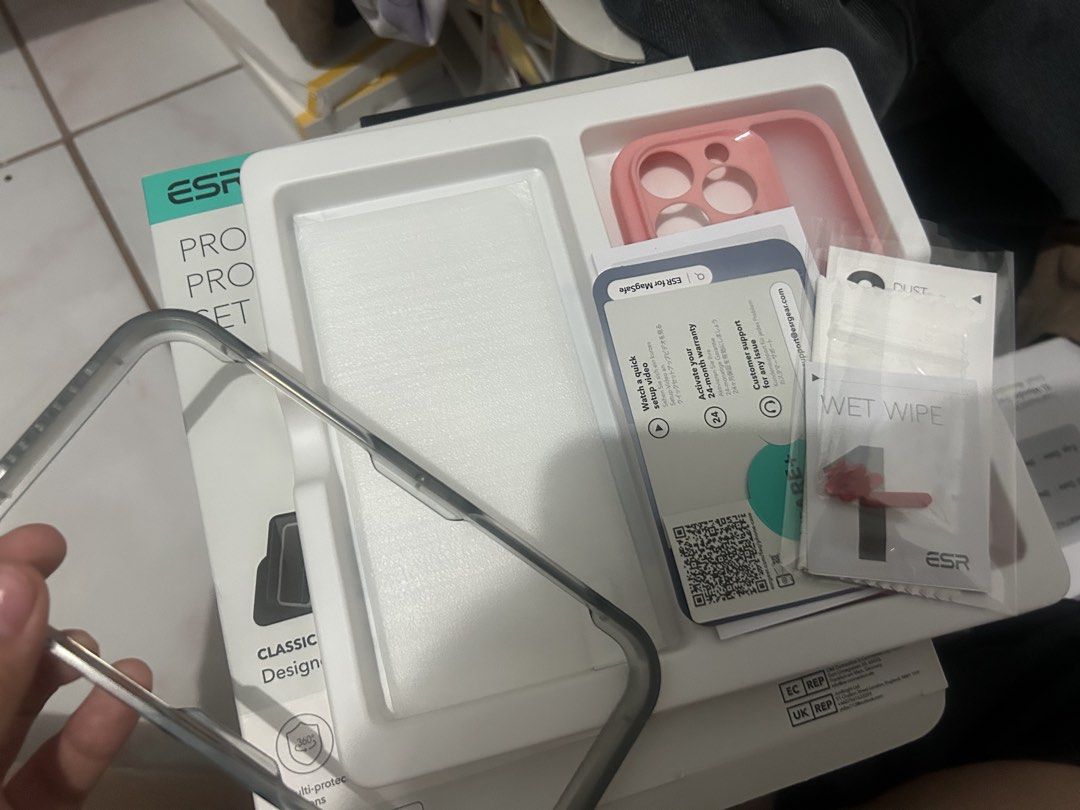 ESR Iphone 16 Pro case with screen protector and easy-press button (magsafe) (Category: Cases & Sleeves) located in Paranaque City. Submitted by fielasanik-anik (Listing ID 1470344477, Image 2). Description: ESR Iphone 16 Pro case with screen protector and easy-press button (magsafe) - original and brandnew - With screen protector application guide - With care card (with qr that redirects to website) Mod: gcash,maya,gotyme,bpi Delivery: lalamove,