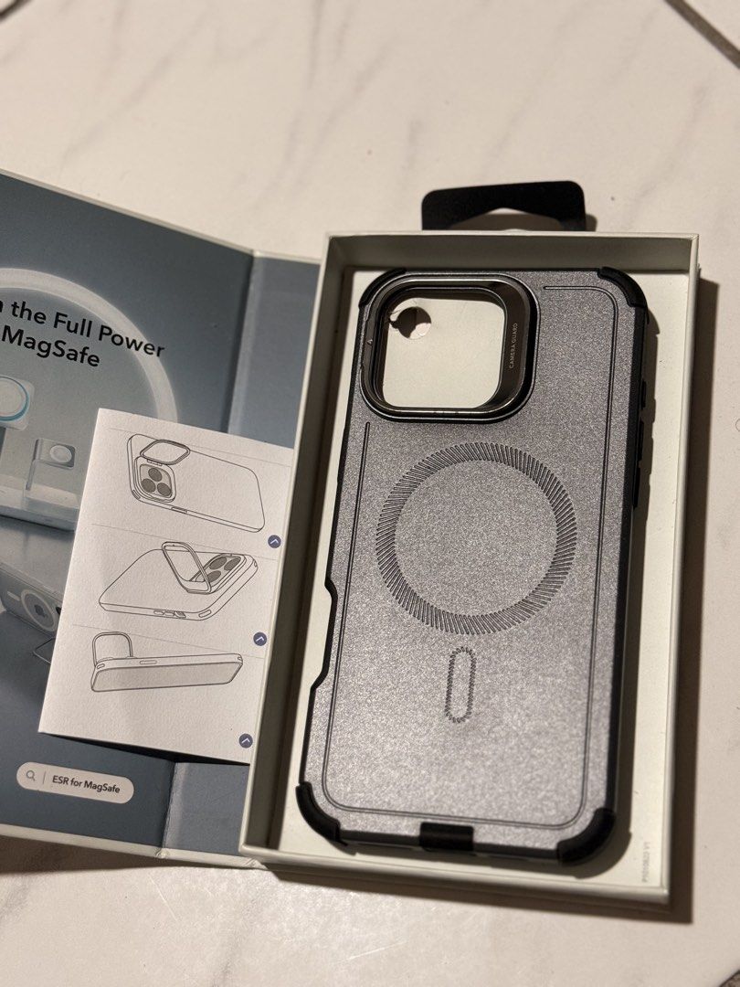 ESR Tough Magcase with stand for iPhone 16 Pro Max (Category: Cases & Sleeves) located in Cainta. Submitted by lilpril (Listing ID 1470344735, Image 1). Description: Shipping to be shouldered by buyer Payment thru Gcash / Maya / Bank transfer.