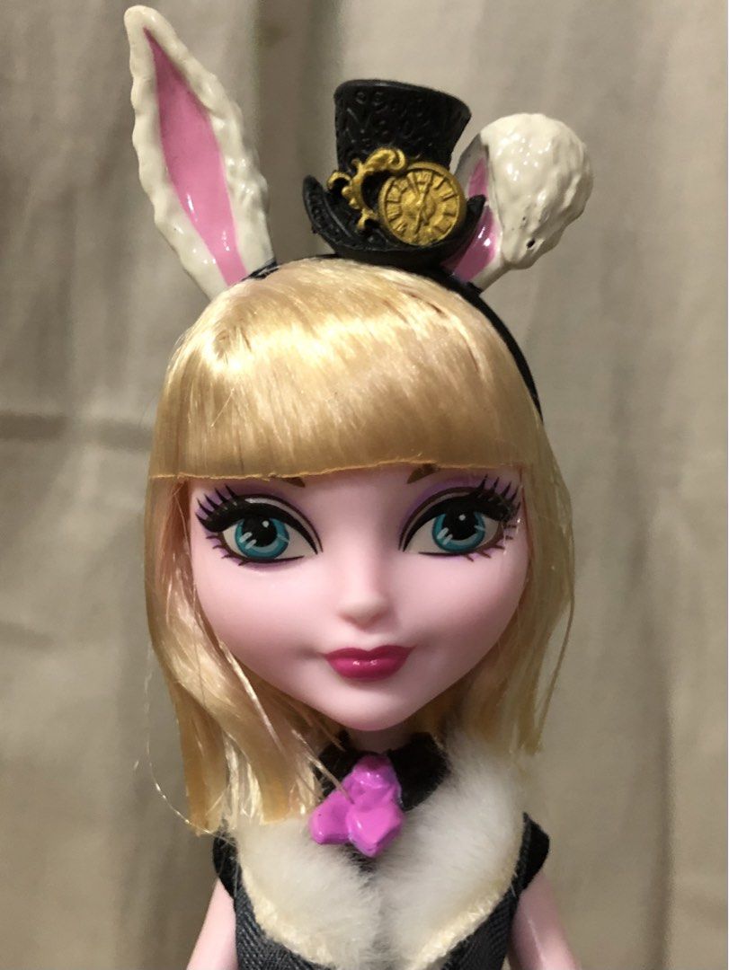 Ever After High Bunny Blanc Doll (Category: Figurines & Statues) located in Manila. Submitted by queen_princess.collections (Listing ID 1470188149, Image 2). Description: - Sold as is - Almost brand new - Tight joints - Complete outfits and accessories - Accessories: Miniature top hat headband with rabbit ears and gold pocket watch bag - Clean clothing and accessories with fully moveable joints - Fixed price - No trading - No reservations - First
