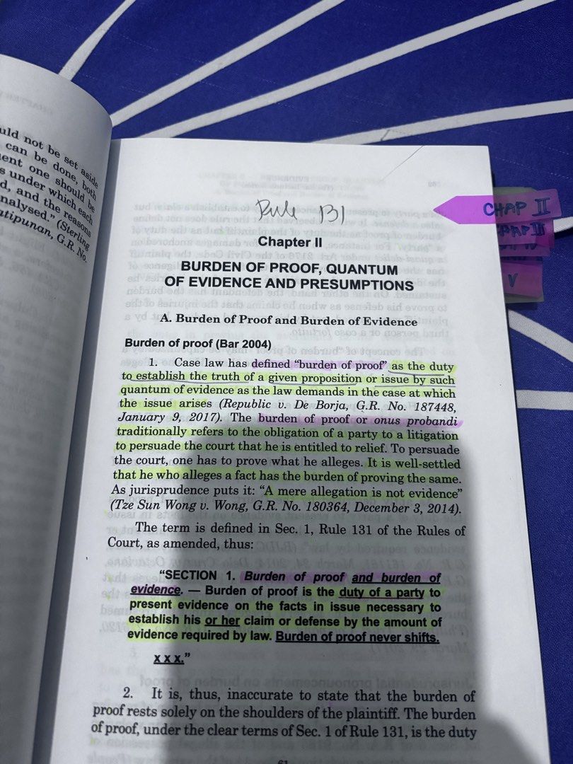 Evidence The Bar Lectures Series 2022 Willard B Riano (Category: Textbooks) located in Zamboanga. Submitted by shaliscloset (Listing ID 1470287367, Image 3). Description: Title: Evidence by Willard B. Riano Edition: 2022 Edition by Rex Education Note: My name is engraved on the cover. Highlights and pencil notes written on some pages..