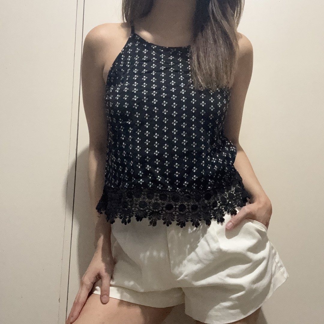 Factorie Black Printed Halter Top (Category: Sleeveless) located in Antipolo. Submitted by nicnicbg (Listing ID 1470281266, Image 1). Description: .