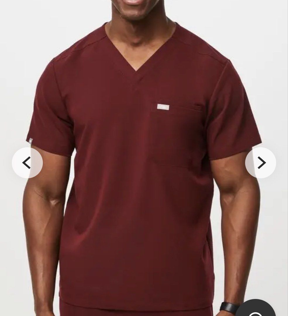 FIGS FIONx Leon Burgundy Large (Category: Sets & Coordinates) located in Las Pinas. Submitted by luigisibalcastillo (Listing ID 1470347567, Image 1). Description: Simple design. The FIONx Leon™ is modern without sacrificing the utility you need, featuring a tailored cut, double chest pocket and pen sleeve. One chest pocket. One hidden patch pocket. One pen sleeve. Modern V-neck. Selling for a cheaper price because it is a little big for me. Negot