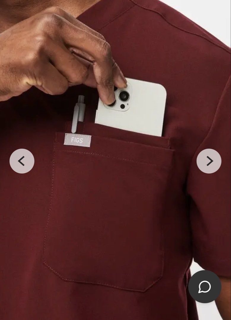 FIGS FIONx Leon Burgundy Large (Category: Sets & Coordinates) located in Las Pinas. Submitted by luigisibalcastillo (Listing ID 1470347567, Image 2). Description: Simple design. The FIONx Leon™ is modern without sacrificing the utility you need, featuring a tailored cut, double chest pocket and pen sleeve. One chest pocket. One hidden patch pocket. One pen sleeve. Modern V-neck. Selling for a cheaper price because it is a little big for me. Negot