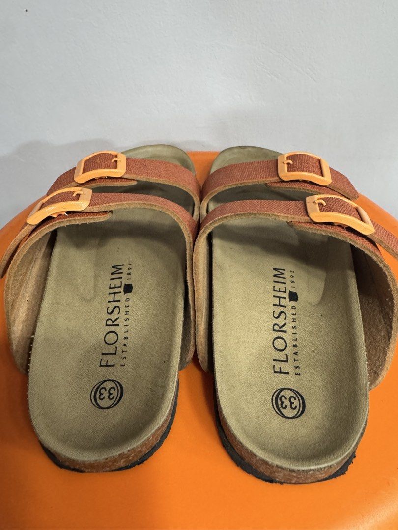 Florsheim Orange Double Buckle Sandals Size 33 (Category: Babies & Kids Fashion) located in Valenzuela. Submitted by sofiasticated.decluttering (Listing ID 1470157581, Image 3). Description: - Brand: Florsheim - Color: Vibrant orange - Size: 33 (printed on insole) - Design: Double strap with adjustable matching buckles - Footbed: Contoured cork for maximum support - Style: Casual footwear, great for everyday wear ✨ PRELOVED KIDS’ CLOTHES/SHOES✨ S