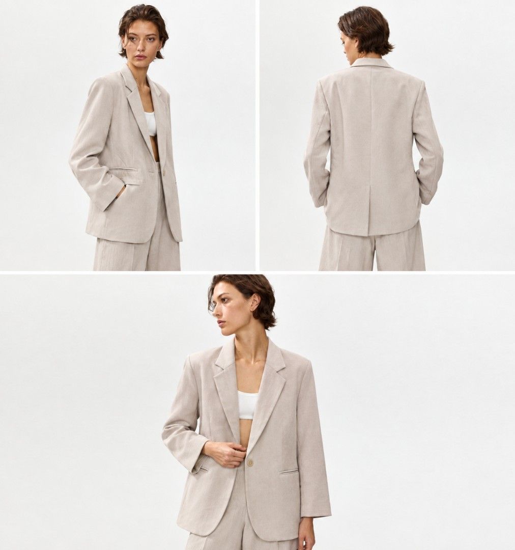 Forever 21 oversized single breasted blazer / coat / suit xs - small (Category: Coats, Jackets and Outerwear) located in San Pablo. Submitted by allyourbrandedneeds (Listing ID 1470145006, Image 1). Description: - Brand: Forever 21 - Size: S - Color: Classic beige (neutral tone) - Design: Single-button closure, structured collar and lapels, two functional welt pockets - Interior: Fully lined - Material: Polyester, rayon, and spandex blend (Made i