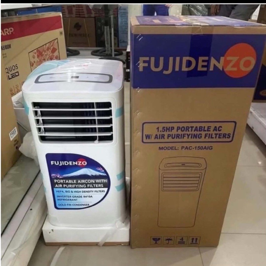 Fujidenzo Portable Aircon (Category: Air Conditioning and Heating) located in Caloocan City. Submitted by jumilyndej96890 (Listing ID 1470228686, Image 1). Description: Fujidenzo Portable Aircon Model: PAC-150AIG Used only for 2 months (April-May 2026) Product Warranty Certificate on hand RFS: No longer needed. Kinailangan lang po nung summer heat wave..