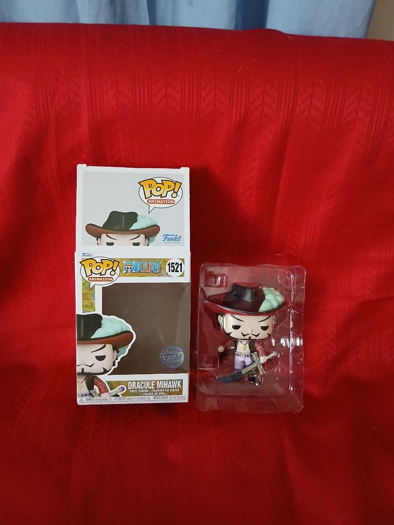 Funko Pop Animation One Piece Dracule Mihawk 1521 (Category: Figurines & Statues) located in Angeles City. Submitted by cleverwolf_360487 (Listing ID 1470169146, Image 1). Description: • 100% Authentic Funko Pop! product • Character: Dracule Mihawk (From the anime One Piece) • Item Number: #1521 • Sticker Variant: Silver Special Edition Exclusive Location/ Meet up: Angeles City Buyer shoulders shipping.