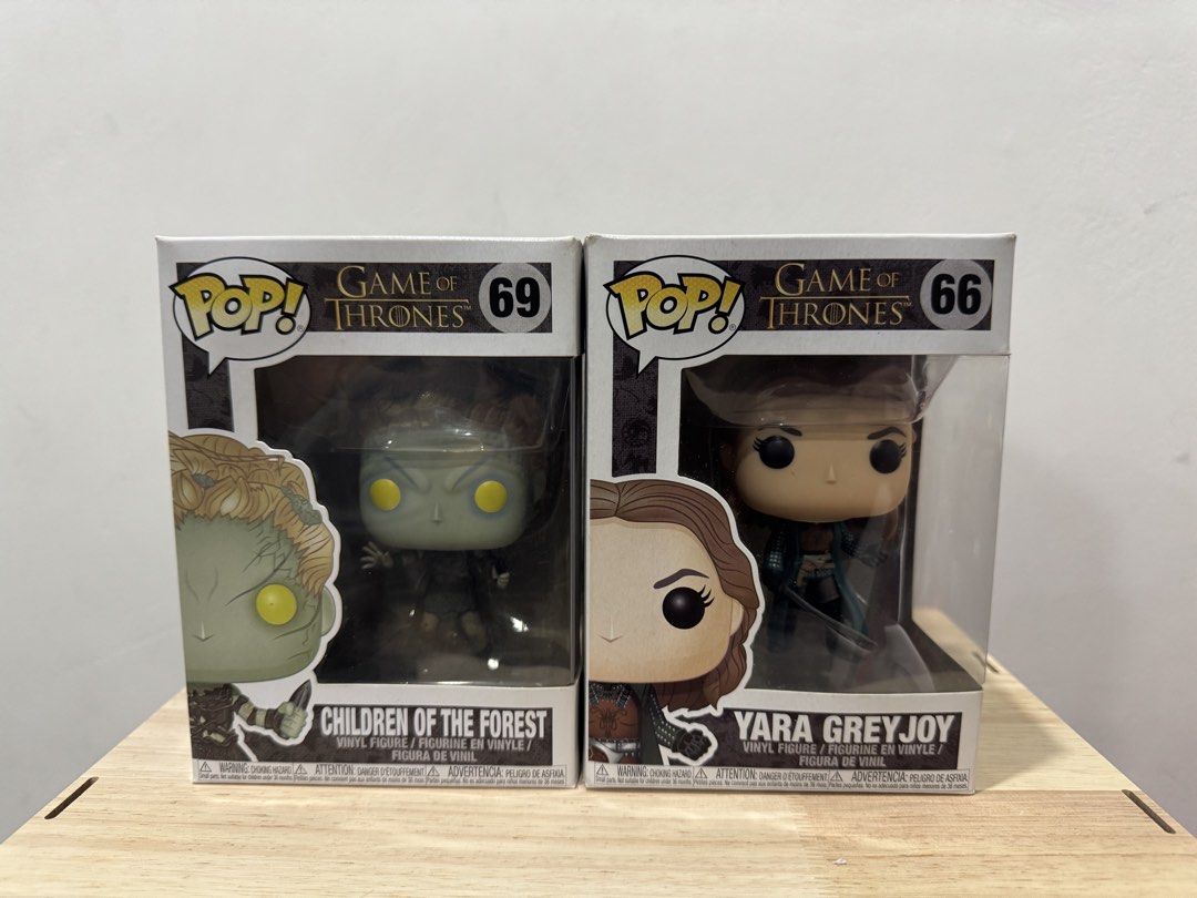 Funko Pop Game of Thrones GOT (Category: Designer & Blind Box Toys) located in Las Pinas. Submitted by krabbypatteeh (Listing ID 1470183550, Image 1). Description: - Items: Game of Thrones Funko Pop Yara Greyjoy (#66) - 7.5/10 Lord Varys (#68) - 8.5/10 Children of the Forest (#69) - 7.5/10 - Packaging: Original boxes NOOB - Perfect for: GoT fans and collectors looking to complete their set.