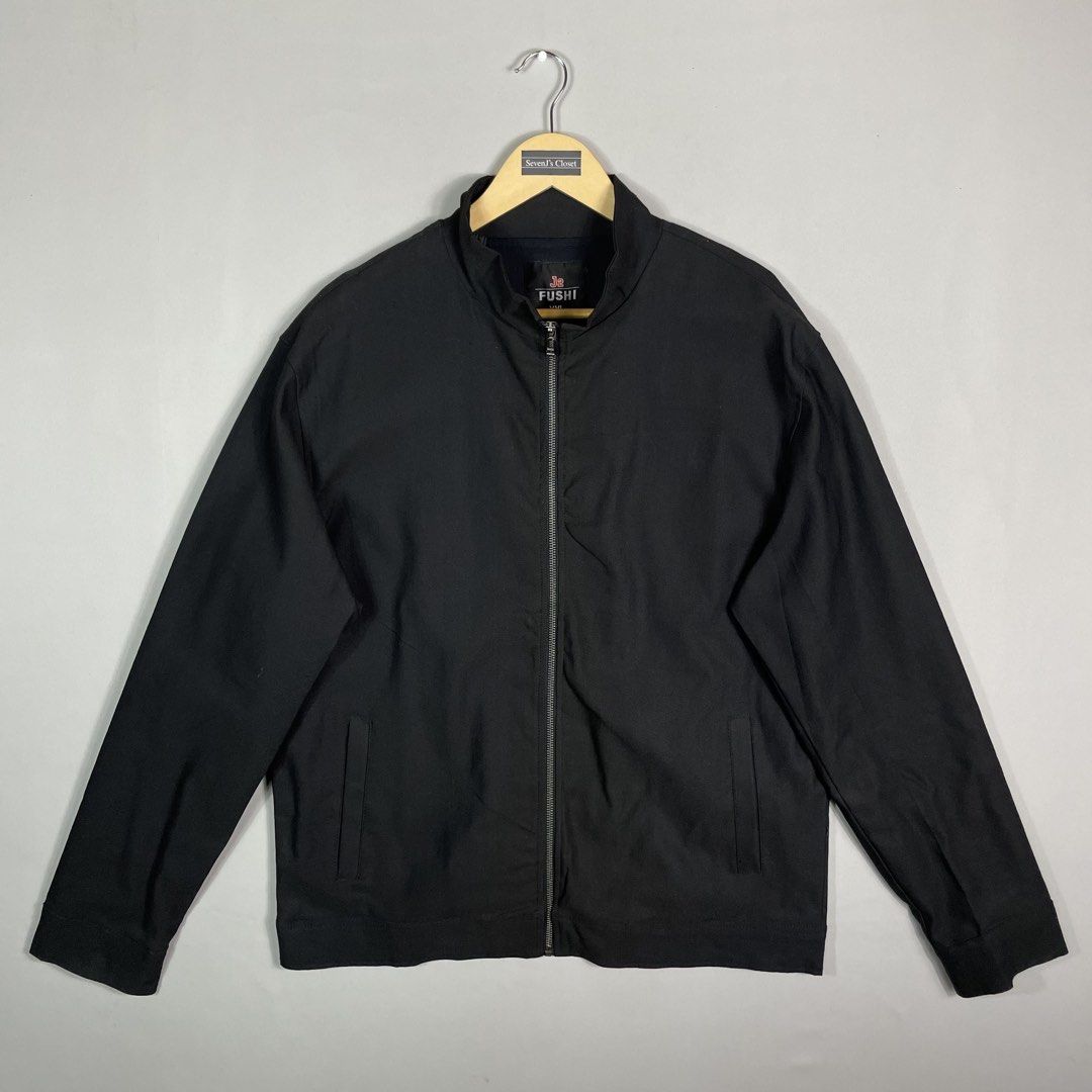 Fushi | Full-Zip Bomber Harrington Jacket Black (Category: Coats, Jackets and Outerwear) located in Norzagaray. Submitted by sevenjscloset (Listing ID 1470245016, Image 1). Description: - Brand: Fushi - Style: Full-Zip Bomber / Harrington Jacket - Color: Black - Size on tag: XXL (Length: 27.4", Width: 22.5") - Condition: 9/10, no issues or flaws - Features clean full-zip design and side pockets.