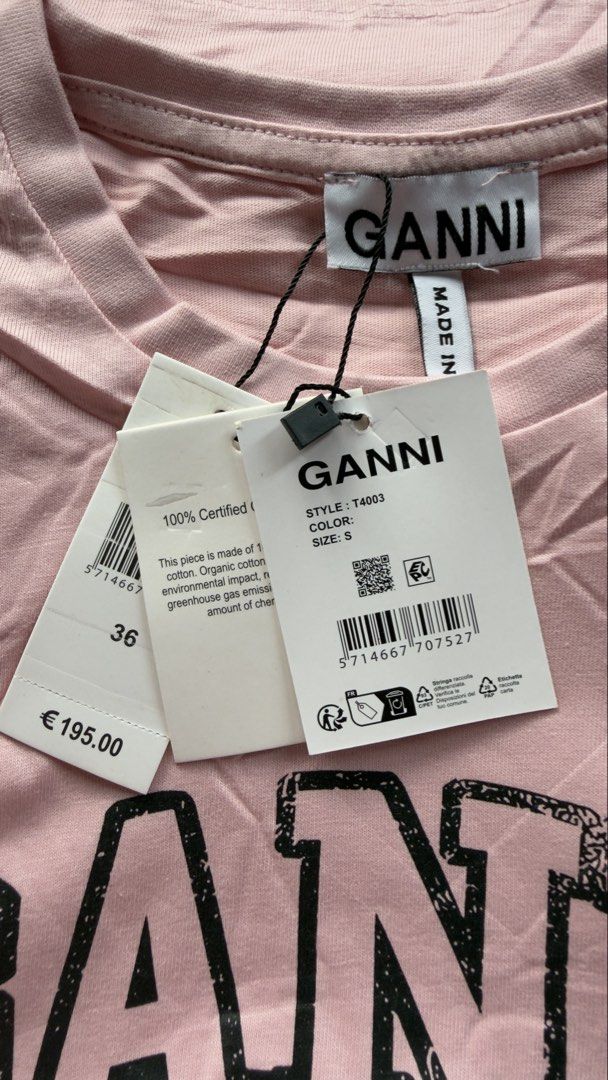 GANNI T-Shirt (Category: Shirts) located in Angat. Submitted by shopmyclosetbykris (Listing ID 1470314952, Image 3). Description: GANNI Women's OG quality shirts! Same tags ect. Highest quality fabric (stretchy) Limited pcs only! No more restock! With sizes, not free size Made in Portugal Price: 880 each only Location: Baliwag Bulacan .