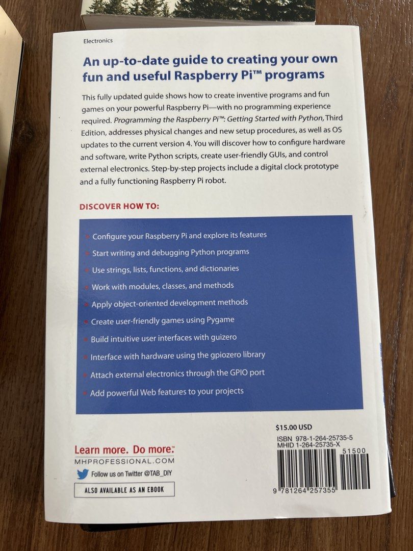Getting started with Phython. Programming the raspberry pi (Category: Storybooks) located in Singapore. Submitted by shopaddicts (Listing ID 1470186359, Image 2). Description: .