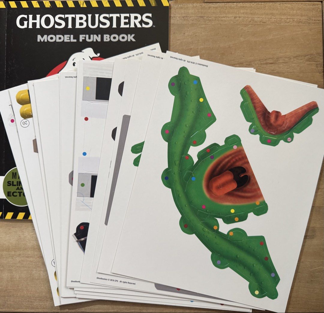 Ghostbusters Build Box Activity and Model Fun Book (Category: Children's Books) located in San Pedro. Submitted by pageturner19 (Listing ID 1470156695, Image 3). Description: Note: unused, opened box to check contents - Official Ghostbusters Build Box set by Centum - Includes activity book packed with fun supernatural puzzles - Comes with punch-out paper pieces to build 3D models of Slimer and ECTO-1 - All model sheets and book pages are complete