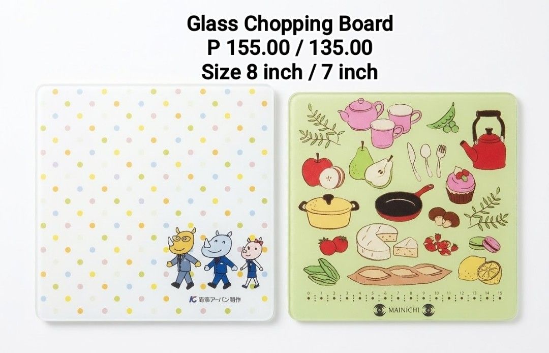 Glass Chopping Board (Category: Other Kitchenware & Tableware) located in Binan City. Submitted by mayjhe (Listing ID 1470162878, Image 1). Description: 💛 For Sale 💛 🌸 Chopping board 🍀 Glass Chopping 📍 Condition: Good 💰 Price is ₱ 155.00 👉 Other details posted 🇵🇭 Location Biñan Laguna 🛵 Courier J& T and Lalamove 📋 Shipping by schedule 📍 NO COD & COP 📌 All items are carefully packed and labeled with Fragile stickers for breakable good