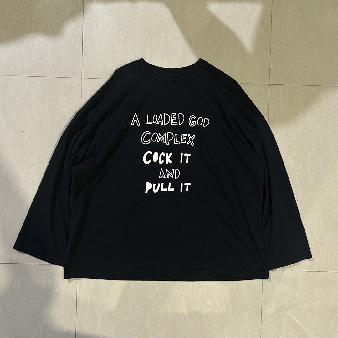 God's Wealth A Loaded God Complex Long Sleeve Tee (Category: Tshirts & Polo Shirts ) located in San Fernando. Submitted by thrift_lang_ni_kim (Listing ID 1470333603, Image 1). Description: ⬇️ DETAILS ⬇️ God’s Wealth A Loaded God Complex Long Sleeve Tee DIMENSIONS (INCHES) Width:26.5 Length:27 Best fit: XXXL to XXXXL (short fit) Color rate:9/10 Condition/Issue: Good condition Mine: ₱350 Minimum increment: ₱50 Already washed and ready to wear. 📌 P