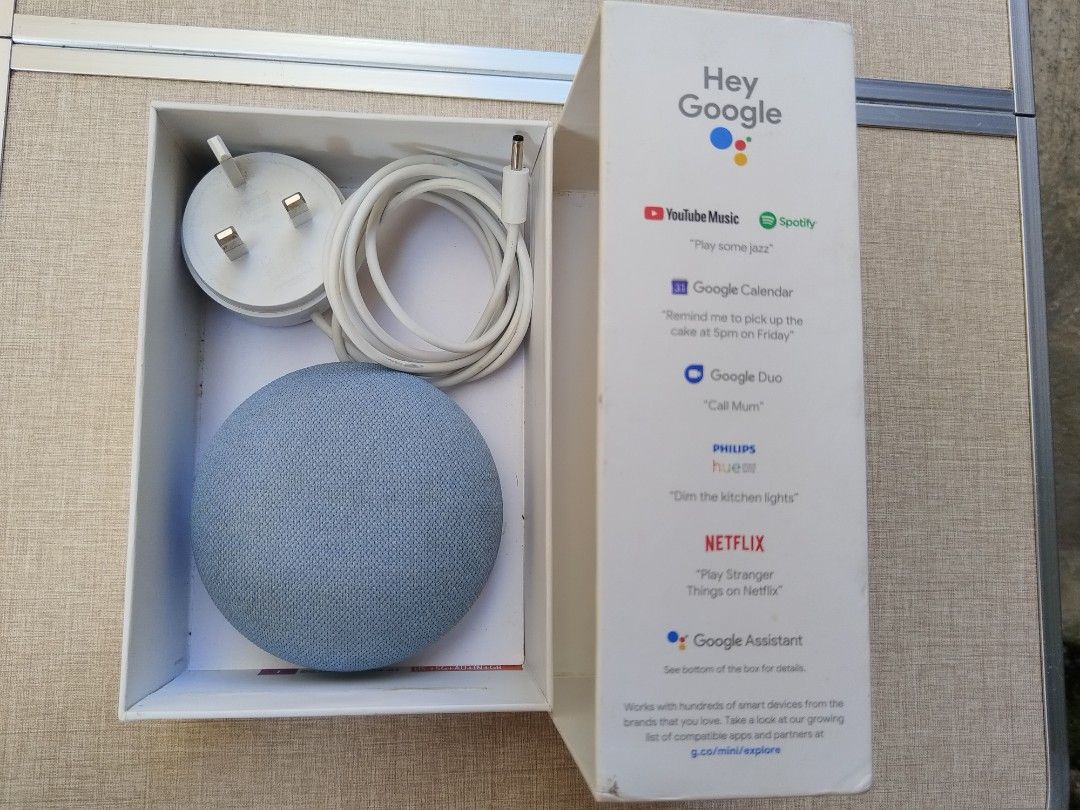 Google Nest Mini 2nd Generation Blue (Category: Soundbars, Speakers & Amplifiers) located in Manila. Submitted by fiercecrystal-6ede (Listing ID 1470216848, Image 3). Description: - Item: Google Nest Mini (2nd Generation) - Color: Blue - Condition: Excellent / Working - Features: Voice control, big sound from compact size, hands-free help from Google Assistant - Compatibility: Works with Spotify, YouTube Music, Netflix, Philips Hue, and other sma