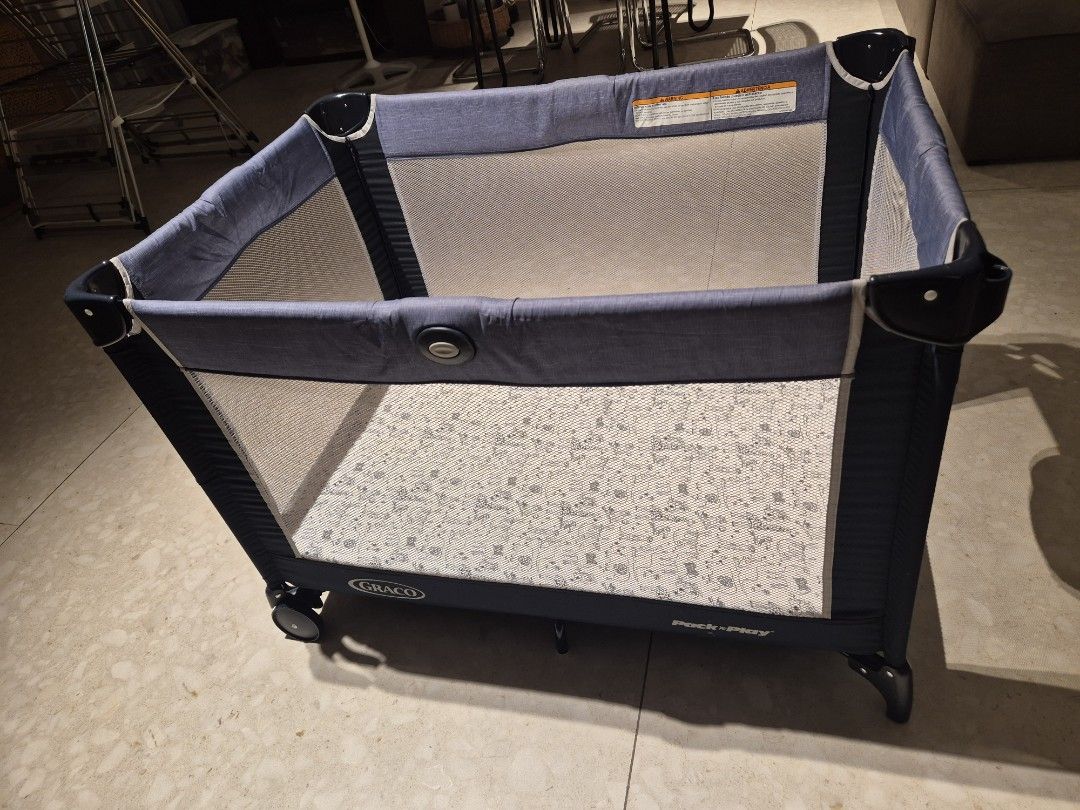 Graco Pack 'n Play Portable Playard (Category: Cots & Cribs) located in Pasig City. Submitted by hsyap (Listing ID 1470269395, Image 1). Description: Graco Pack n Play - foldable and portable - complete set with carrying cover and manual - tiny winks waterproof mattress and 2 bedsheets included - RFS: outgrown - price: 4,500php +sf, slightly negotiable - ships from Pasig.
