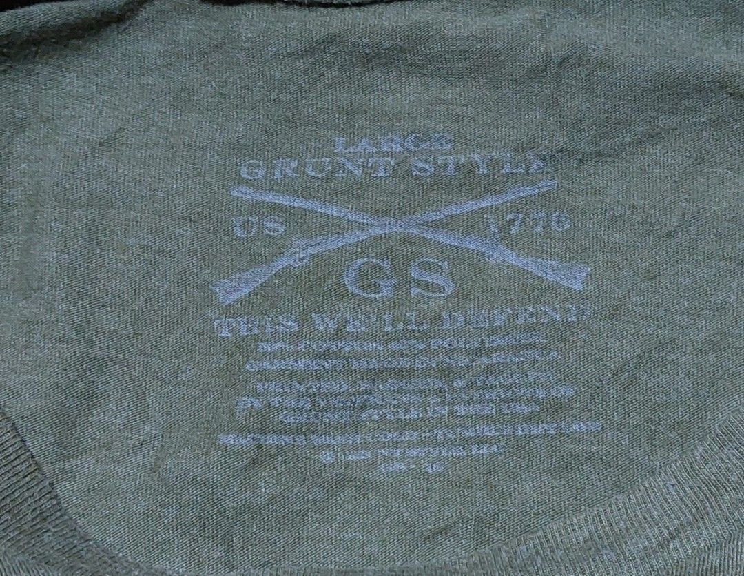 Grunt Style OD Shirt (Category: Activewear) located in Baguio. Submitted by wagwagan_001 (Listing ID 1470167532, Image 2). Description: excellent large 22 x 29.