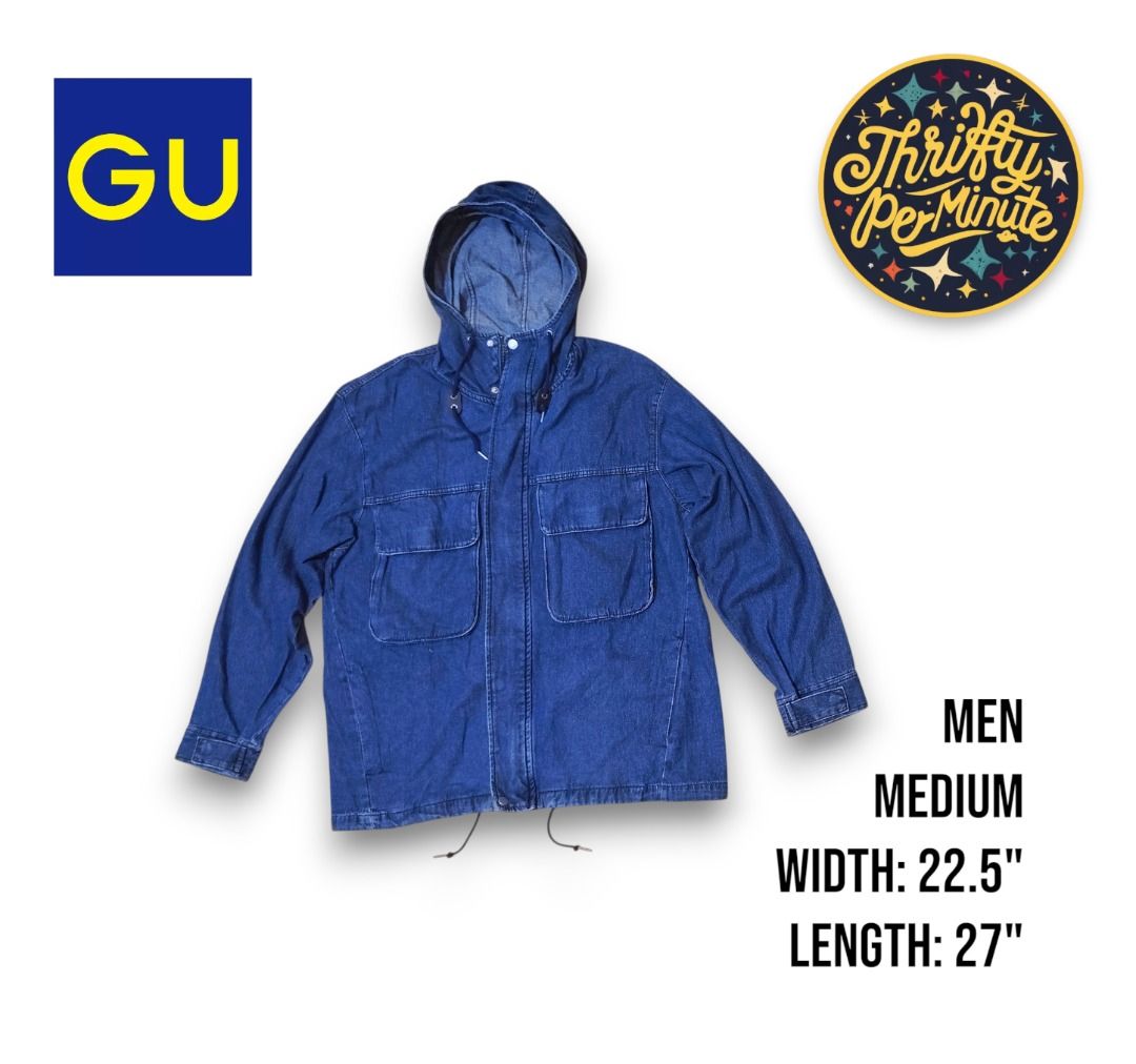 GU Double Pocket Denim Parka (Category: Coats, Jackets and Outerwear) located in Bacolor. Submitted by thriftyperminute (Listing ID 1470194518, Image 1). Description: -This is a pre-loved or thrifted item so please manage your expectations. -Color may slightly differ due to lighting or with the settings of the device used to view the photos -"Mine" now, pay now policy -Payment through gcash -Sure buyers only, please -No cancellation of orders -No