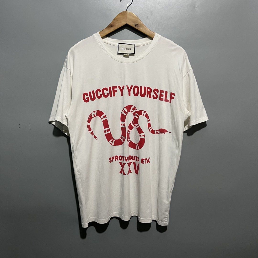 Gucci Guccify yourself (Category: Tshirts & Polo Shirts ) located in Giporlos. Submitted by deloria_jhayr (Listing ID 1470273560, Image 1). Description: Excellent Need wash W:22 L:28.