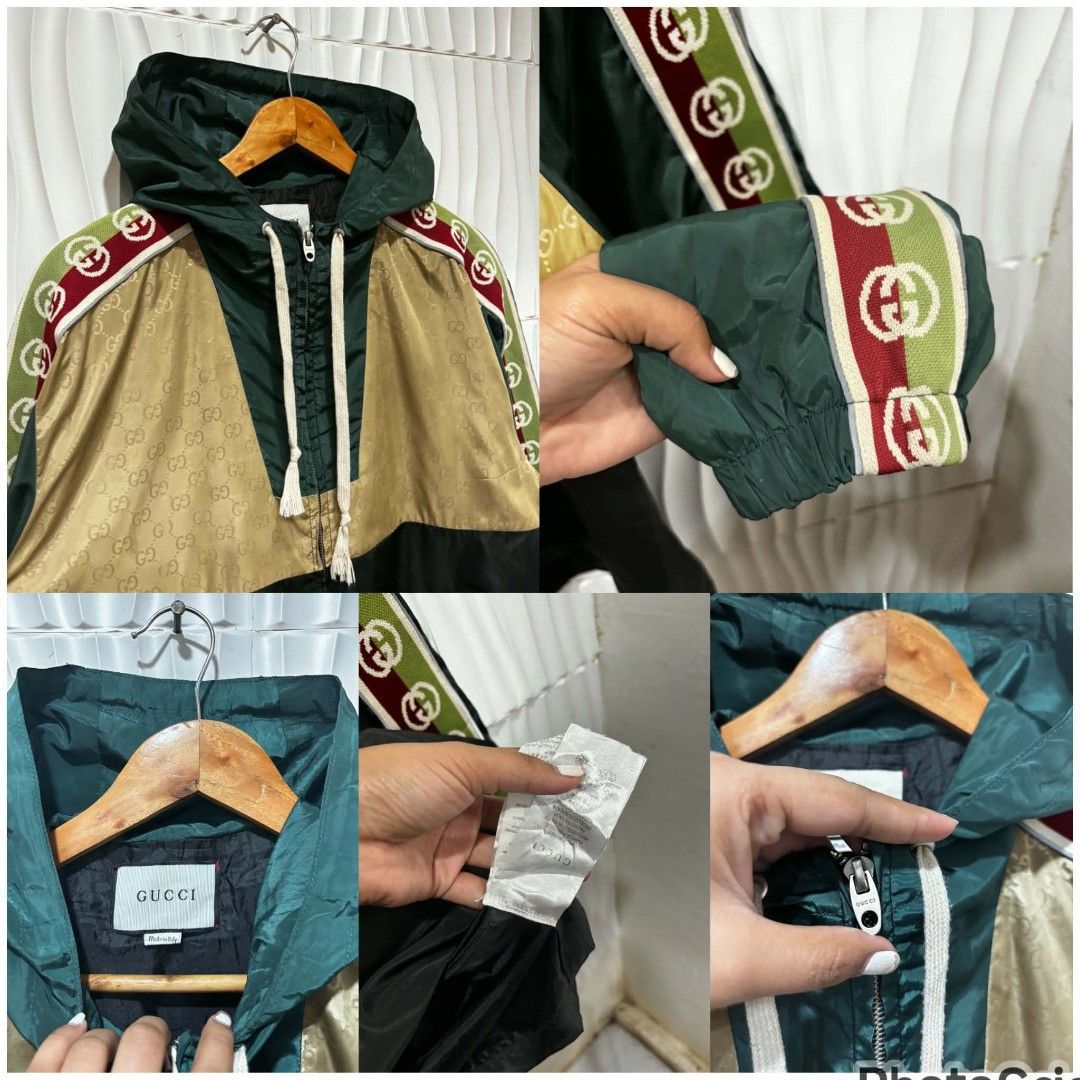 Gucci Hooded Windbreaker Jacket (Category: Coats, Jackets and Outerwear) located in San Pedro. Submitted by jheck0 (Listing ID 1470349021, Image 2). Description: GUCCI WINDBREAKER LEGIT 10/10 CONDITION 25x30 XL NO ISSUE .