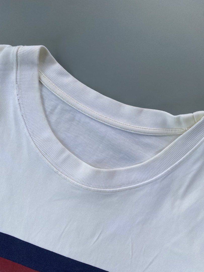 Gucci White Interlocking G Striped T-Shirt (Category: Tshirts & Polo Shirts ) located in General Santos City (Dadiangas). Submitted by zann_zee (Listing ID 1470255213, Image 2). Description: GUCCI Size - L Width - 21 Length - 29 Issue:None Condition: Excellent Color rate: 9.5/10.