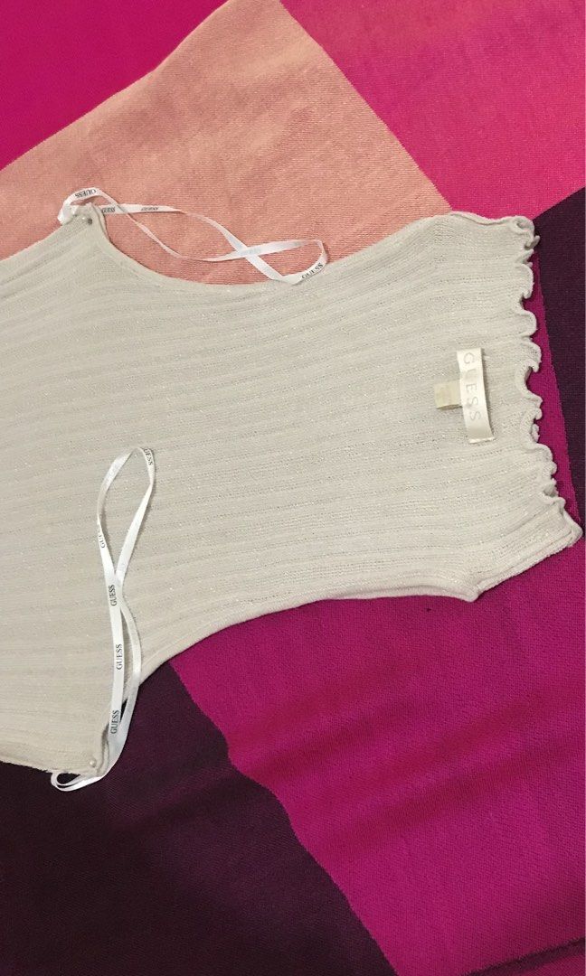 Guess Tops Beige color size xs stretchable (Category: Others Tops) located in Manila. Submitted by freecat.21c0ee (Listing ID 1468232957, Image 3). Description: Guess Tops elegant for women. I bought it for my Daughter but I got the wrong size. the tag has been removed but it's new. size xs but fit to small. stretchable.