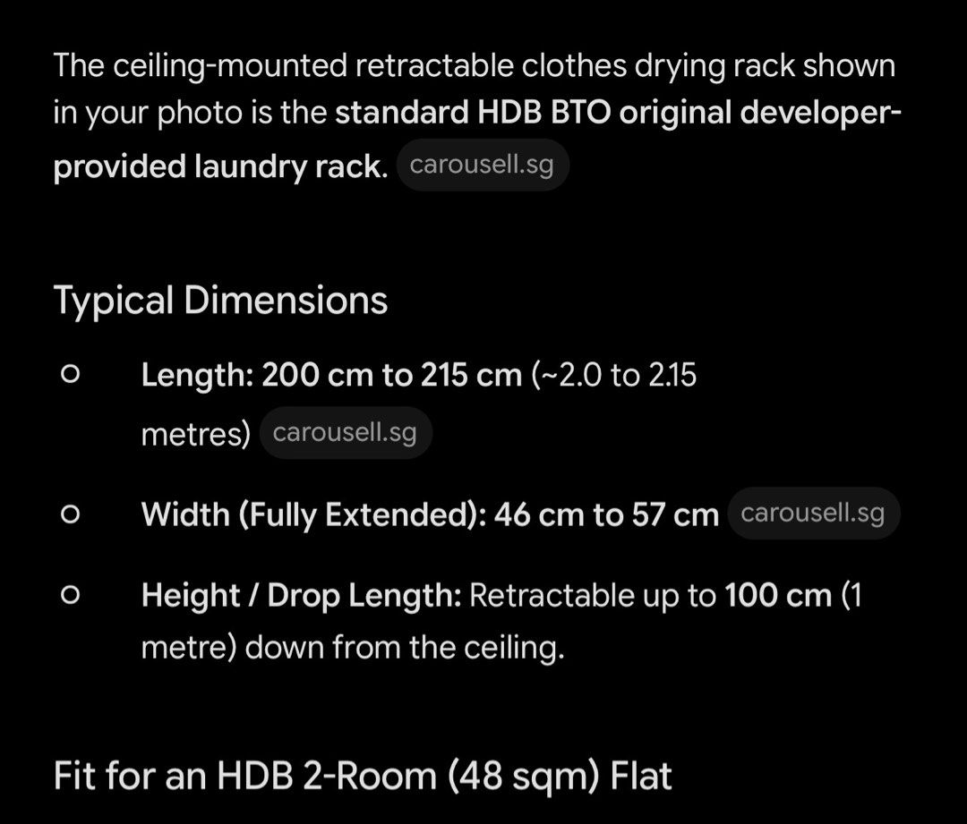 HDB Drying Rack (Category: Clothes Drying Rack) located in Singapore. Submitted by fyi933 (Listing ID 1470199643, Image 2). Description: Selling Brand New Unused Stock HDB Drying Rack, Self Collection at Kang Ching Road NO INSTALLATION Provided Price:$25.