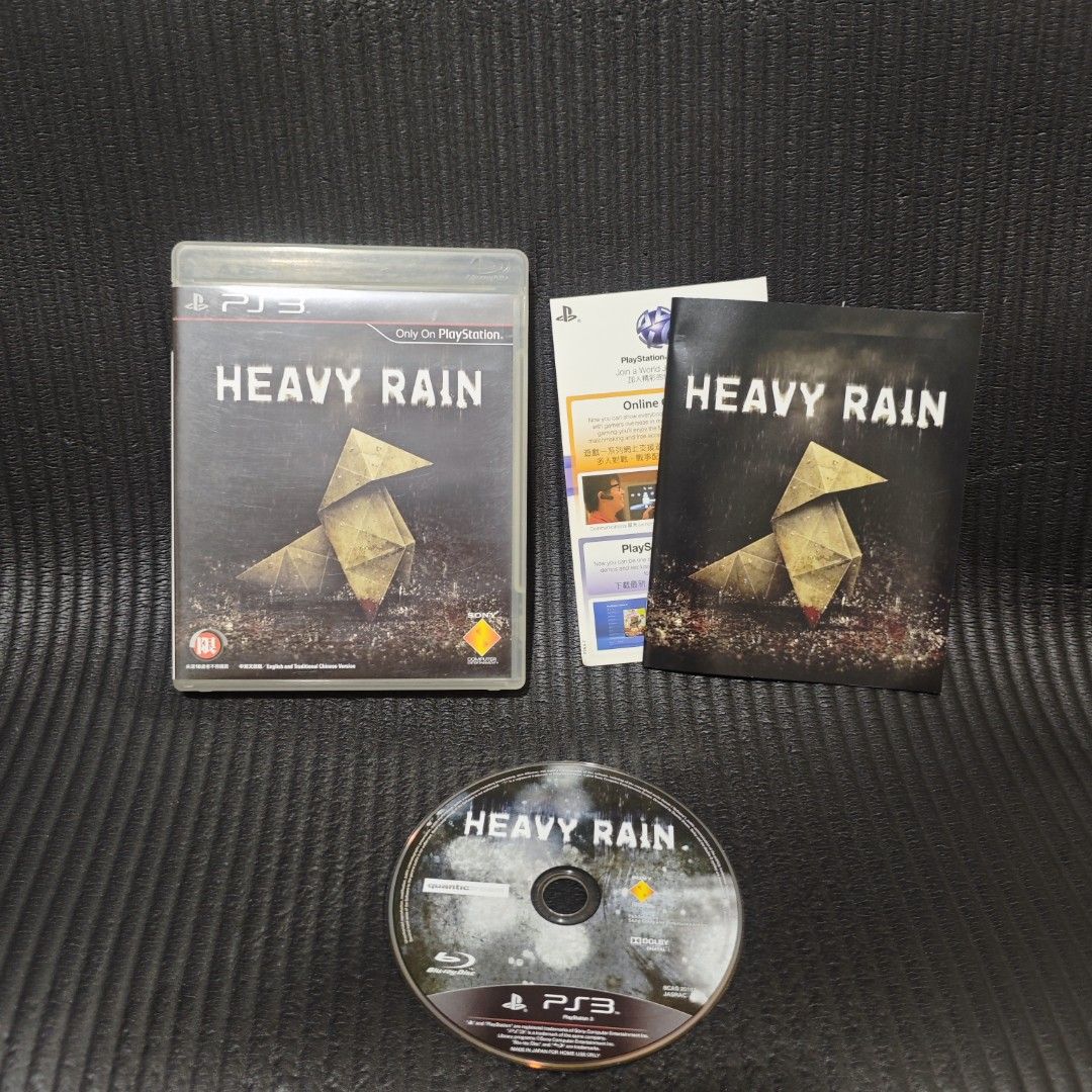 Heavy Rain PS3 Game R3 CIB (Category: PlayStation) located in Quezon City. Submitted by shopme_gadget30 (Listing ID 1470317715, Image 1). Description: kindly read the details first for sale fixed price mint condition tested and working with Case and disc game (no scratches) with Manual compatible to ps3 console R3 Region qc area meet up: sm north shipping fee must shoulder by the buyer via lalamove or grab payment: bdo/gcash happy gaming everyone