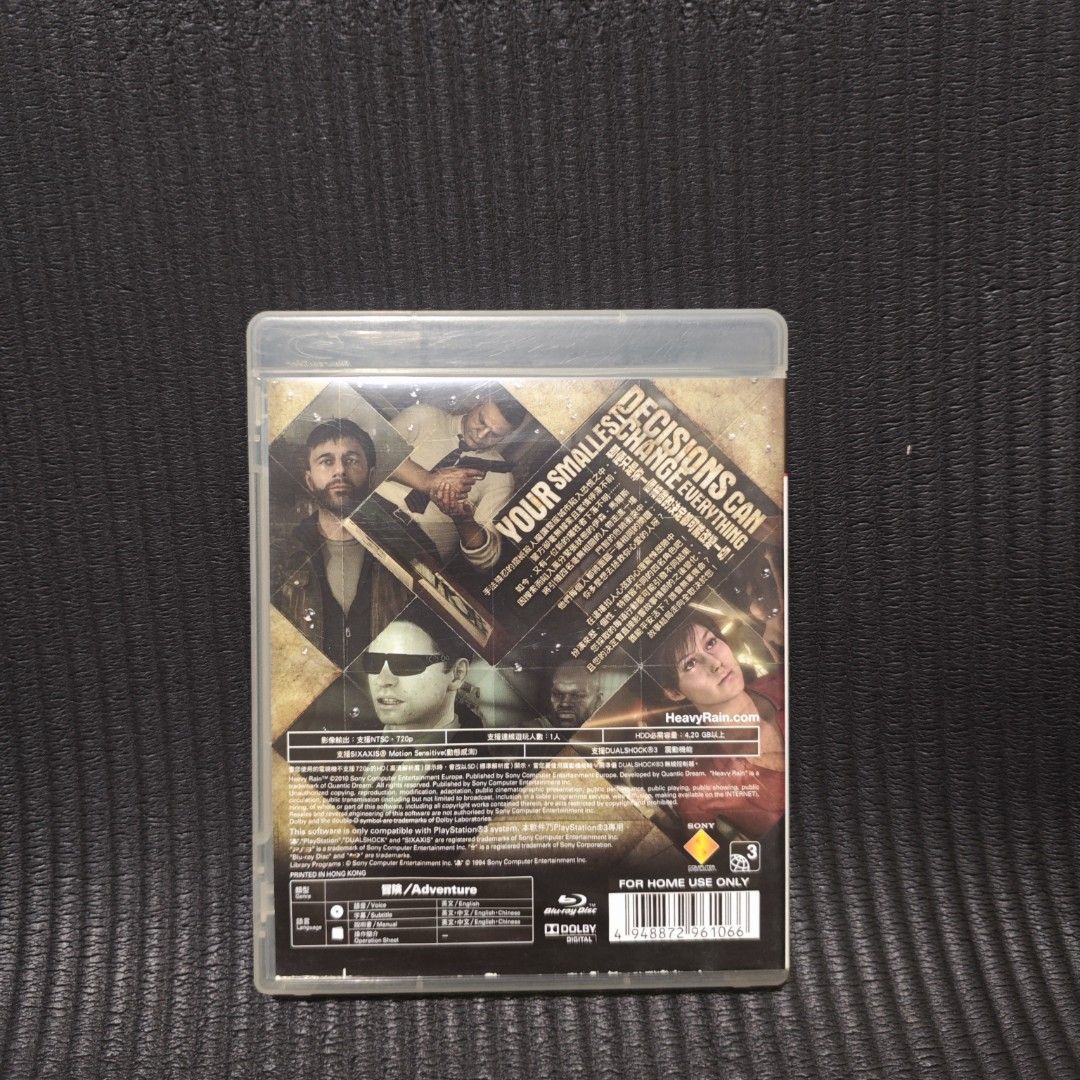 Heavy Rain PS3 Game R3 CIB (Category: PlayStation) located in Quezon City. Submitted by shopme_gadget30 (Listing ID 1470317715, Image 2). Description: kindly read the details first for sale fixed price mint condition tested and working with Case and disc game (no scratches) with Manual compatible to ps3 console R3 Region qc area meet up: sm north shipping fee must shoulder by the buyer via lalamove or grab payment: bdo/gcash happy gaming everyone