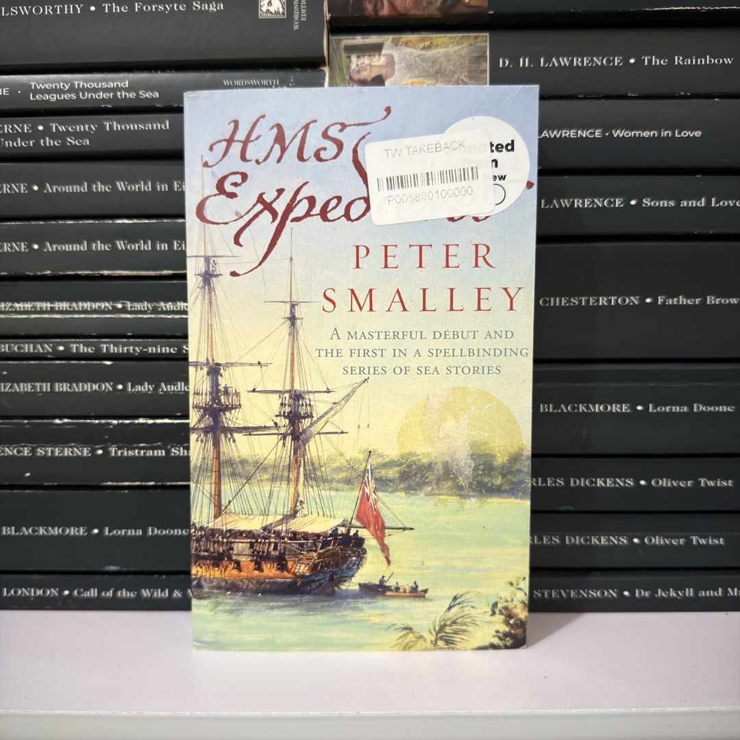 HMS Expedient by Peter Smalley (Category: Storybooks) located in Lingayen. Submitted by readwjane (Listing ID 1470199353, Image 1). Description: - Title: HMS Expedient by Peter Smalley - Series: Book 1 in the Sea Stories series - Format: Paperback with colorful nautical cover illustration - Condition note: Small bookstore takeback sticker on top right front cover - Perfect for fans of historical naval adventure.