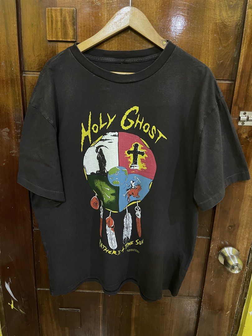 Holy Ghost Shirt (Category: Tshirts & Polo Shirts ) located in Marikina City. Submitted by greatfindsmnlph (Listing ID 1470189506, Image 1). Description: Holy Ghost Shirt Price: 380 Size: XL Width: 25.5 Length: 28 Color: Brown Color Rate: 10/10 Condition: 9.9/10 cut tag Very nice in actual.