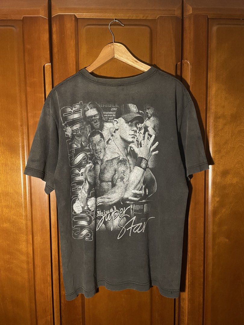 HOT EAGLE WWE Superstar (Category: Tshirts & Polo Shirts ) located in Rizal. Submitted by freshthrift (Listing ID 1470323467, Image 2). Description: - Vintage washed black WWE - Features John Cena, Batista, Edge, and other superstars on front and back - Hot Eagle brand tag Dimes: 21.5x29 Issue hairlines/ pinholes 1200 nego.