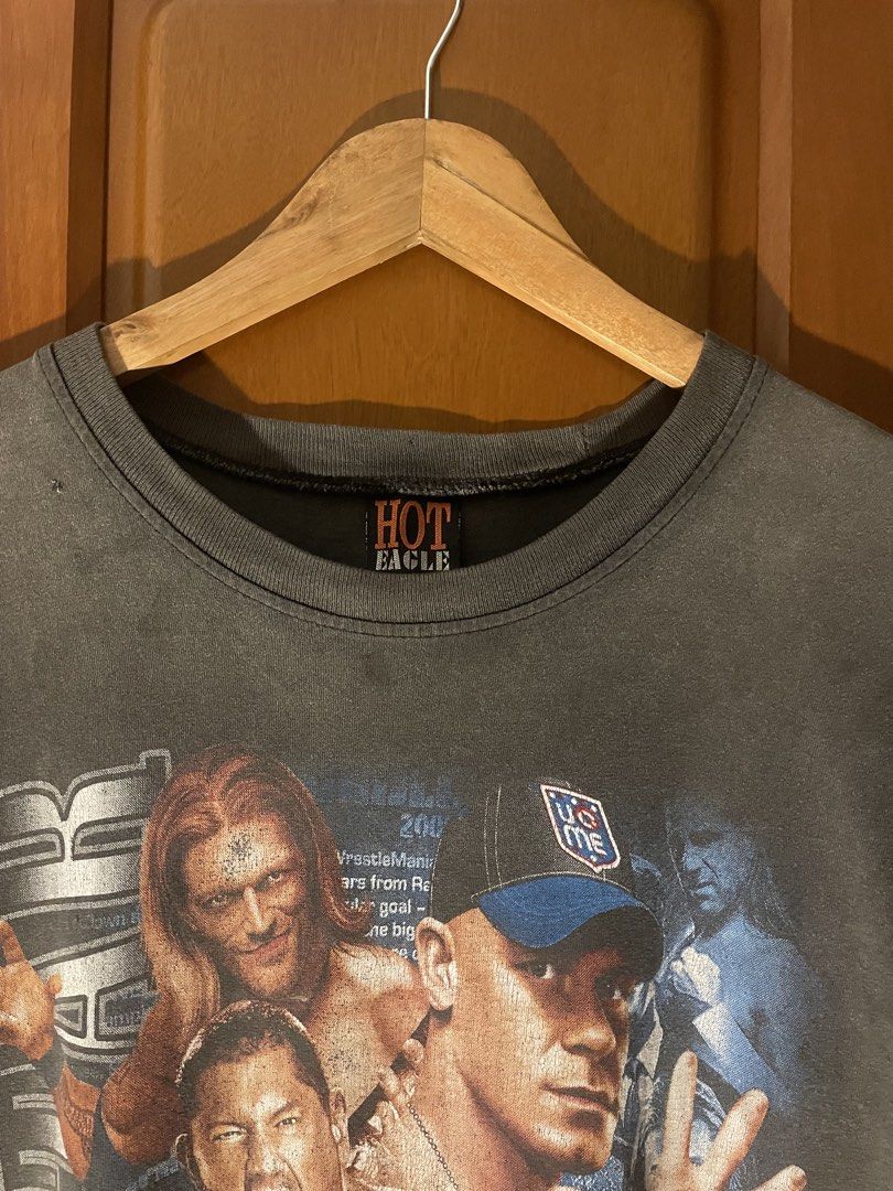 HOT EAGLE WWE Superstar (Category: Tshirts & Polo Shirts ) located in Rizal. Submitted by freshthrift (Listing ID 1470323467, Image 3). Description: - Vintage washed black WWE - Features John Cena, Batista, Edge, and other superstars on front and back - Hot Eagle brand tag Dimes: 21.5x29 Issue hairlines/ pinholes 1200 nego.