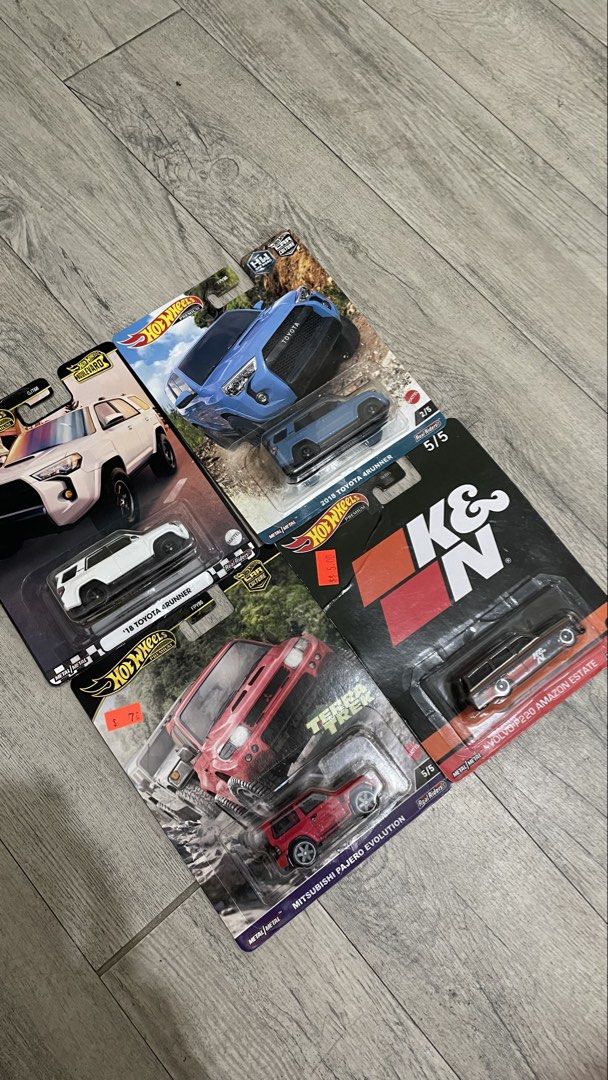 Hot wheels premium set (Category: Kids Toys) located in Las Pinas. Submitted by tinngonzaga (Listing ID 1470311630, Image 1). Description: 4 Premium selling as set No break set 350 each Volvo p220 amazon estate Mitsubishi pajero evo 18' toyota 4runner (x2) .