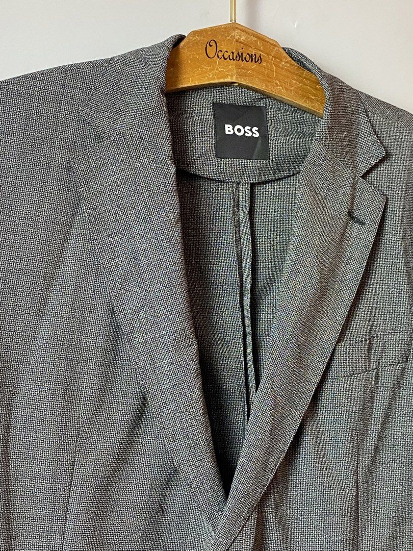Hugo Boss Suit- Grey (Category: Coats, Jackets and Outerwear) located in Quezon City. Submitted by loloyz123 (Listing ID 1470278334, Image 2). Description: Hugo Boss Suit- Grey Condition: Very good Color rate: 10/10 Color: Grey Size: Us 42A L: 29.5 W: 22 inches.