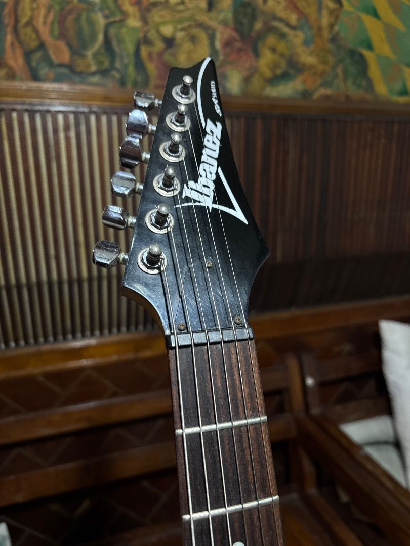 Ibanez SA120 (Category: Musical Instruments) located in Manila. Submitted by annie.tq (Listing ID 1470219280, Image 3). Description: Electric guitar for sale! Ibanez SA120 - 3pc neck - Mahogany body - Medium frets - SAT Pro Bridge - AH5 Neck Pickup - AH6 Bridge Pickup (Alnico 5 humbucker) - Fully setup with 10/46 musiko strings installed Issues: - Small paint crack lang malapit sa neck (check picture) - Missing backplate - Minimal wear 13k RFS: N