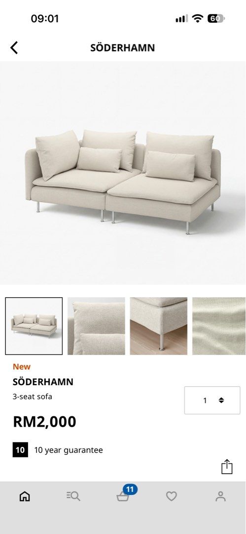 Ikea SODERHAMN SOFA (Category: Sofas) located in Klang. Submitted by qairul1988 (Listing ID 1470242335, Image 3). Description: .