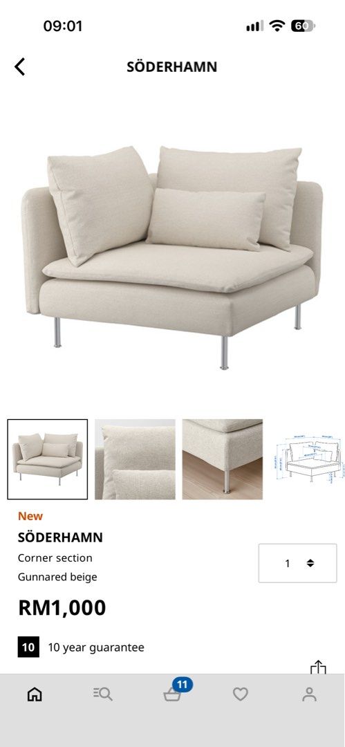 Ikea SODERHAMN SOFA (Category: Sofas) located in Klang. Submitted by qairul1988 (Listing ID 1470242335, Image 2). Description: .