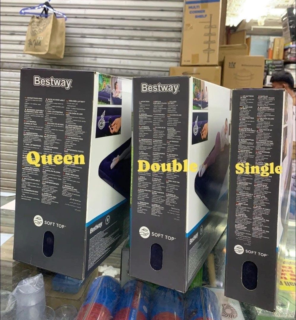 INFLATABLE AIRBED (Category: Announcements) located in Manila. Submitted by jelai.cybyb (Listing ID 1470156344, Image 3). Description: Bestway airbed price • Single 650 • Double 900 • Queen size 1300 • King size 1400 • Electric pump 300 • Manual pump 250.