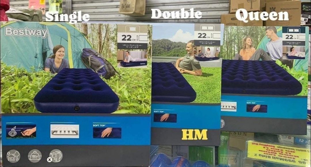 INFLATABLE AIRBED (Category: Announcements) located in Manila. Submitted by jelai.cybyb (Listing ID 1470156344, Image 1). Description: Bestway airbed price • Single 650 • Double 900 • Queen size 1300 • King size 1400 • Electric pump 300 • Manual pump 250.