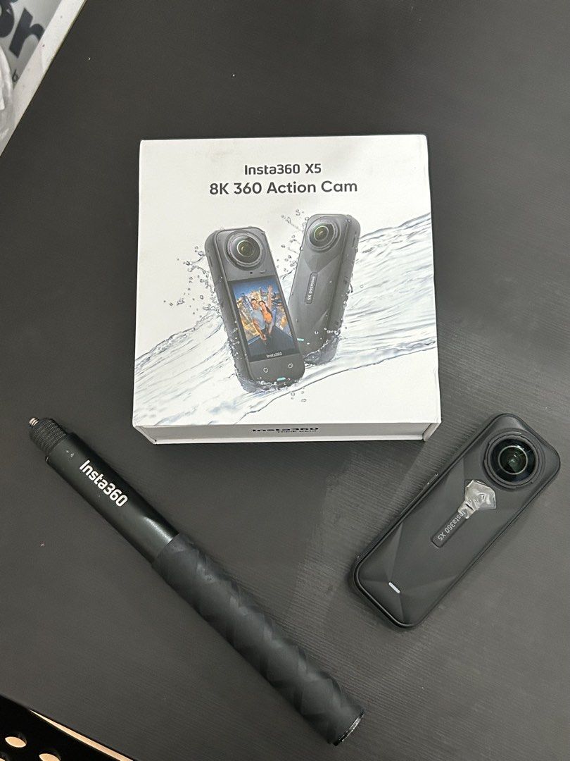 Insta360 X5 8K 360 Action Cam with Stick (Category: Cameras) located in Meycauayan. Submitted by isabellesbstn (Listing ID 1470225209, Image 3). Description: -Insta 360 X5 used for a few times but still good as new, bought last May 2026. -Free selfie stick insta 360. - Factory protective sticker still attached to the rear body - Ideal setup for immersive vlogging and travel videography Rfs: upgrade Price slightly nego. .