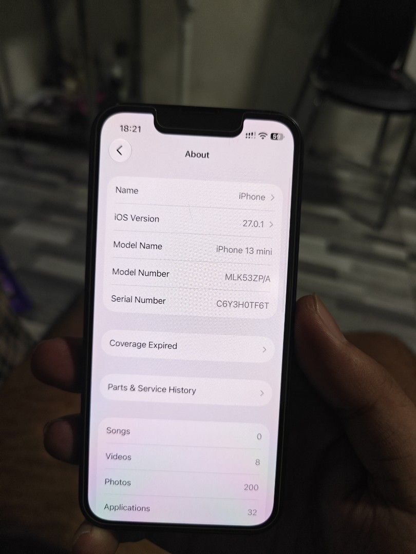 Iphone 13 Mini 256 ZP/A (Category: iPhone 13 Series) located in San Pedro. Submitted by miguel0803 (Listing ID 1470348167, Image 1). Description: Iphone 13 Mini 256gb NTC ZP/A variant 5.4 inch phone 13000 only panalo kana rito scratch on screen and dents ayan lang issue pero overall performance wala Newly replaced battery (kakareplace lang 2 days ago) working true tone face id replaced batt lang can do meetup binan san pedro alabang, or munti.
