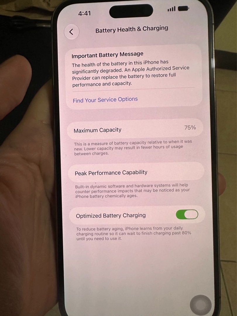 iPhone 14 Pro Max 256GB Deep Purple (Category: iPhone 14 Series) located in Makati City. Submitted by chaaaaa98 (Listing ID 1470332460, Image 2). Description: Deep Purple, 256GB Battery Health: 75% Openline Working FaceID/True Tone Inclusion: Box, Original Cable Camera is protected with Spigen lens protector (worth 1k+) Issue: May small hairline scratch sa screen (see photos).