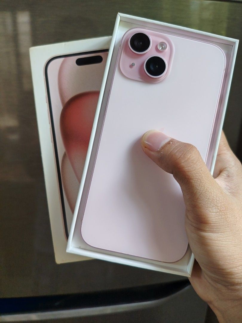 iphone 15 128gb fu ntc 84bh (Category: iPhone 15 Series) located in Quezon City. Submitted by acecon (Listing ID 1468209754, Image 1). Description: iphone 15 128gb factory unlocked/anysim pink selling 24,999php swapping is higher swap sa android ,ios,ipad,tablet slightly negotiable 96% smooth (sign of usage,check photo) 84batt health ntc approved orig unit orig box case no issue not repaired not boosted all working properly antipolo cubao trinoma