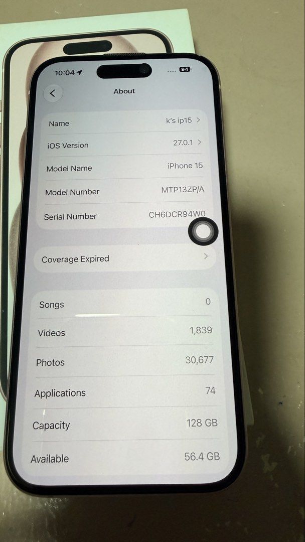 iPhone 15 (128gb Pink) (Category: iPhone 15 Series) located in San Pablo. Submitted by issa8 (Listing ID 1470296969, Image 2). Description: iPhone 15 - 128gb (Pink) 86% battery health (original battery) NTC approved Never been opened/never been repaired. All parts are still original. Personally used/lady owned. Comes with original box. RFS: Switched to iPhone Air Available for meet up at SELLER'S preferred/convenient location. For deliveries, LBC